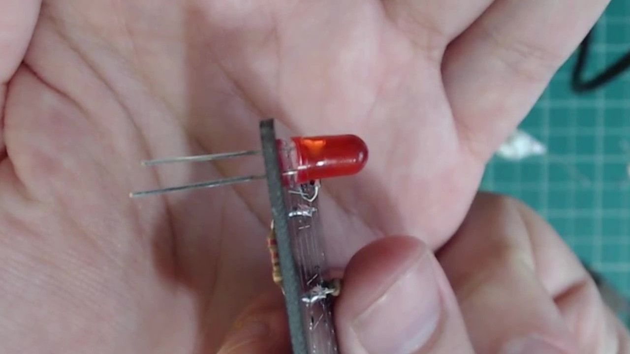 The correct orientation for an LED.