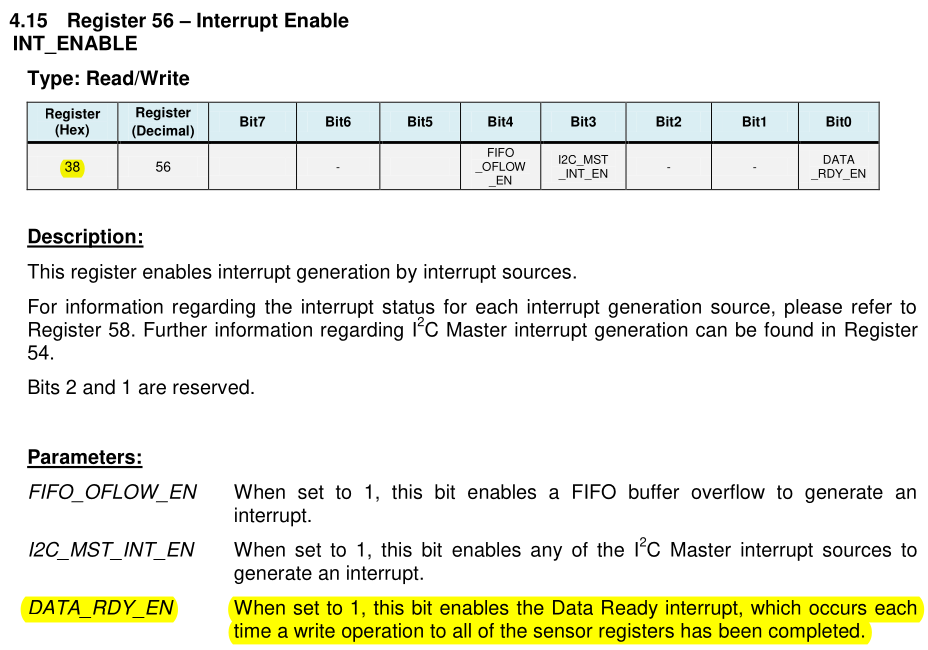 INT_ENABLE register in section 4.15 of the register map and descriptions datasheet.