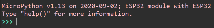 MicroPython repl ready for input.